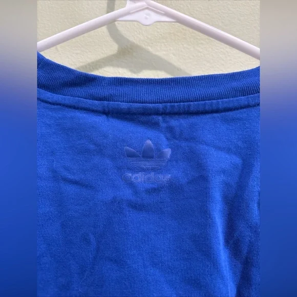 Adidas Blue and Gray Striped Crop Top - Picture 2 of 5